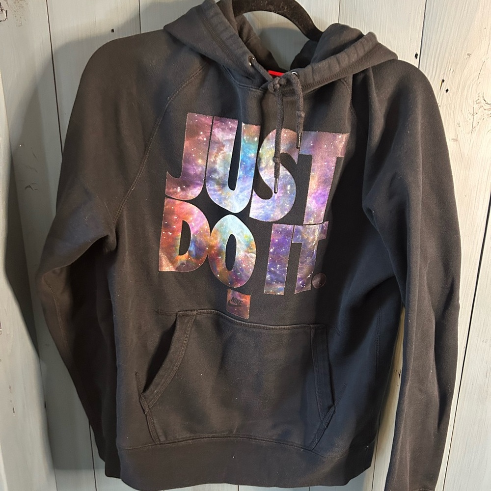 Nike Black Hoodie Galaxy Print with Red Tag | Size Small